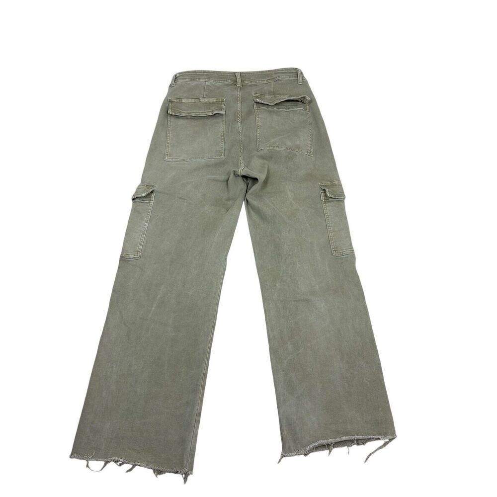 Oat Jeans Womens Size 12/31 Sage Green Cargo Raw Hem Utility Combat Trendy Wide - Picture 11 of 15